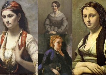 Hiret delikate të vajzave të ndrojtura, derdhur në ngjyrave të pakura te portretet e Camille Corot