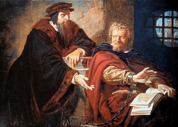 Michael Servetus, teologu që u martirizua për kritikat  ndaj doktrinës së trinitetit dhe pagëzimit të foshnjave