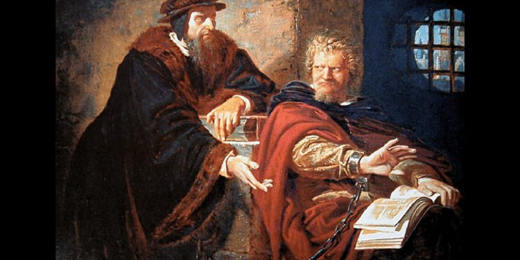 Michael Servetus, teologu që u martirizua për kritikat  ndaj doktrinës së trinitetit dhe pagëzimit të foshnjave