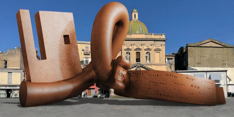 Alfred Mirashi- Miloti, vjen në Napoli me skulpturën monumentale, “Çelësi i të sotmes”, si pjesë e projektit, “Çelësat e unitetit”