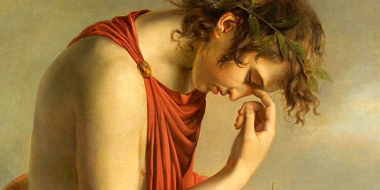 Orfeu, miti i muzikantit magjepsës në tablonë e një neoklasikut francez, Zhak Louis David