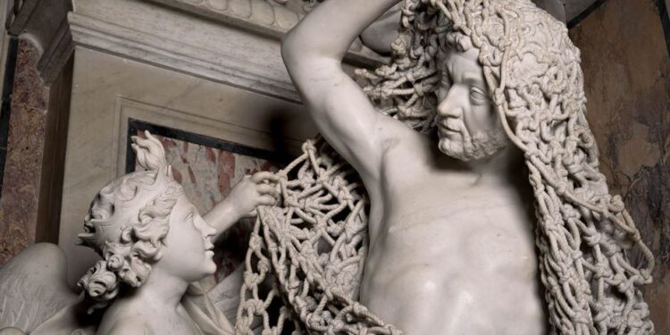 Alegoria e Biblës në skulpturën e gjenovezit, Francesco Queirolo, shekulli 18-të dhe rrjeta delikate e gdhendur në një bllok të vetëm mermeri