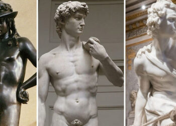Tre Davidë, një legjendë, nga tre mjeshtra e Rilindjes së Artë italiane, Donatello, Michelangelo dhe Bernini