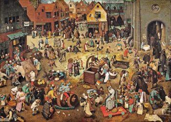 Karnavalet dhe kreshmet, zanafilla dhe simbolika e kremtes, e gjitha në një tablon e alegorikut, Pieter Bruegel
