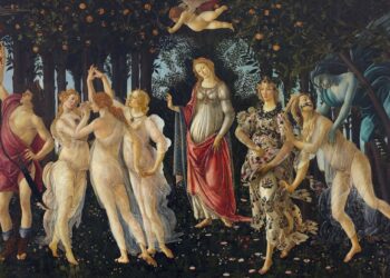 Nuancat e heshtura në zbehje të Sandro Botticellit, të cilat shoqërojnë ritmin e larmishëm të kompozimit me një notë melankolike