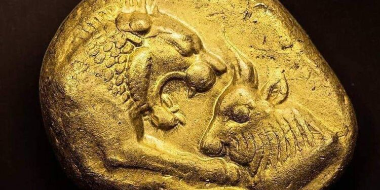 Monedha e parë e arit e vërtetë në botë, prezantuar nga lidianët nën Mbretin Croesus