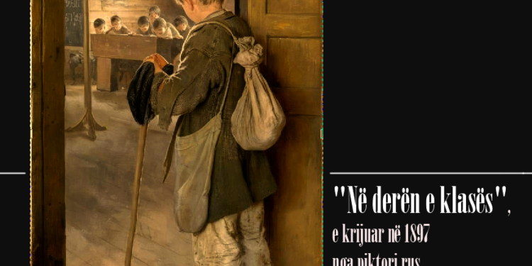 “Në derën e klasës”, tabloja ngjethëse e rusit Nikolay Bogdanov-Belsky