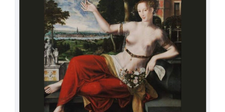 Aromat dhe joshja e Florës, perëndeshës romake të luleve në tablonë e piktorit belg, Jan Massys