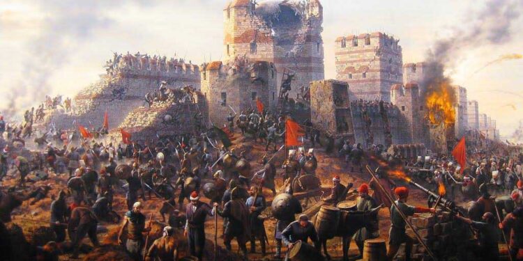 Më 2 prill 1453, dita kur u nënshkrua fati i Konstandinopojës dhe nisi fundi i Perandorisë Romake