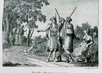 “Familje shqiptare duke udhëtuar”, përtej dy shekujve, gravurë e Antoine-Laurent Castellan (1808)