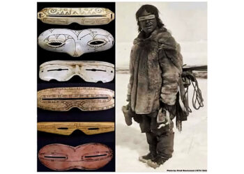 Syzet e para të diellit, një shpikje e Inuitëve për të mbrojtur sytë nga verbëria e dëborës, 2000 vite më parë