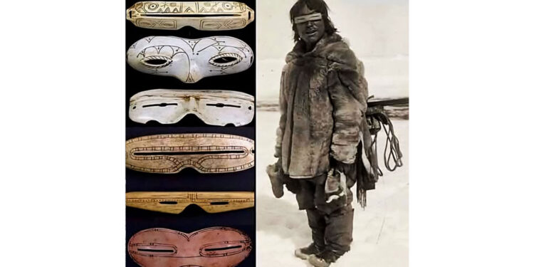 Syzet e para të diellit, një shpikje e Inuitëve për të mbrojtur sytë nga verbëria e dëborës, 2000 vite më parë
