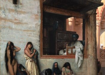 Një pamje e bukurisë së trishtë dhe e dhimbjes së zëshme në veprën, “Tregu i skllevërve në Kajro”, Jean-Léon Gérôme, 1871