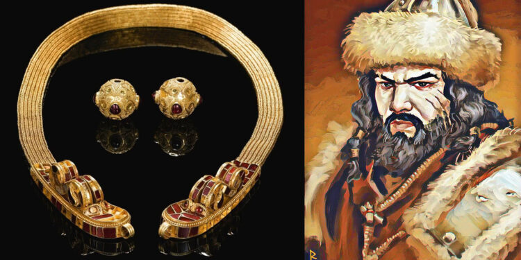 Atilla dhe artefakti i lavdisë, pushtetit dhe hijeshisë, një jakë ari që vjen e shkëlqimtë nga shekulli V