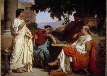 ' Horaci , Virgjili dhe Variusi në Shtëpinë e Mecenas' nga Charles Jalabert (1818–1901). Albert Vataj